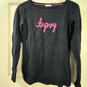 Lilly Pulitzer Navy Sweater with Pink Script